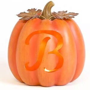 Pre-Lit Monogram B Pumpkin with Metal Stem